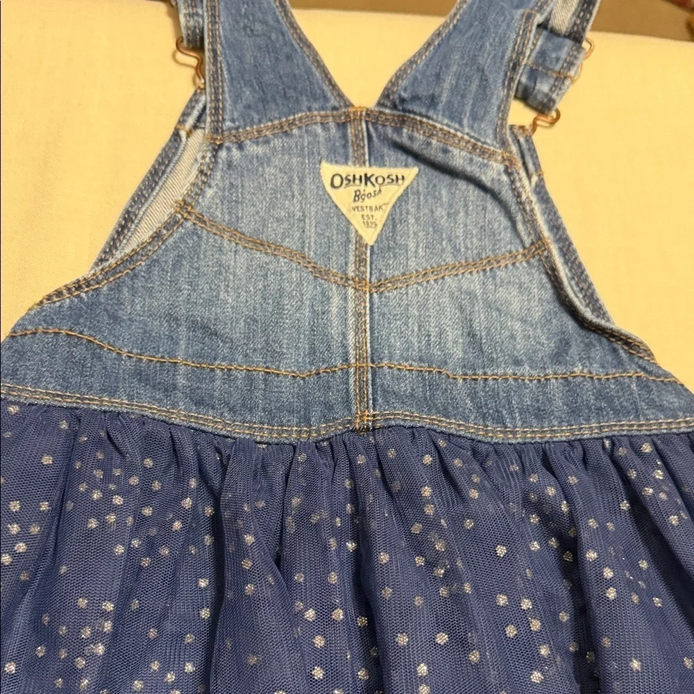 OshKosh B'gosh Blue Denim Skirtall with Tulle & Glitter Sparkles, Size 4T